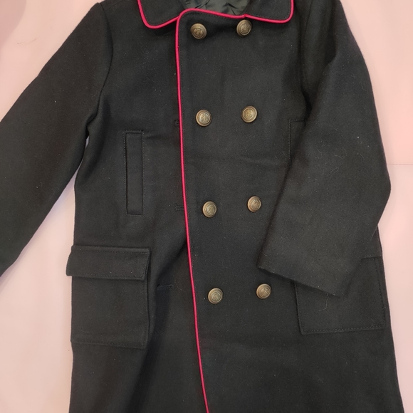 GAP Girl black double button long coat 60% wool size 5 - Picture 1 of 2